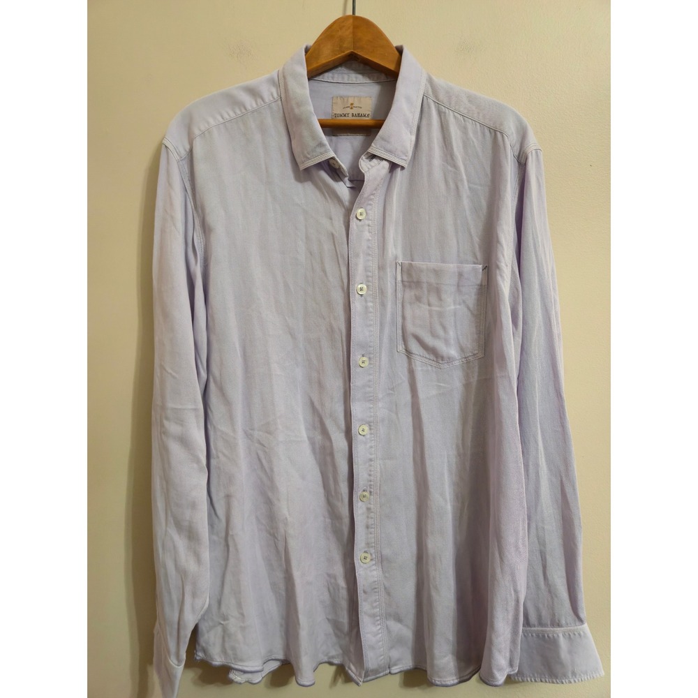 Tommy Bahama Jeans Womens Large Tencel Cotton Button Down Shirt‎ Lavender EUC